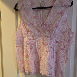 G.H. Bass & Co. Pink Floral Sleeveless Blouse
